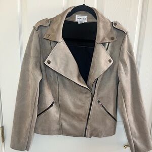 For The Republic Faux Suede Moto Jacket Tan size Medium